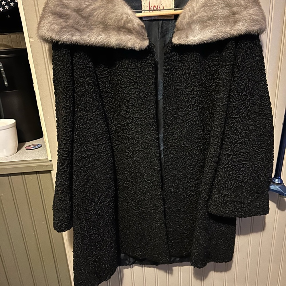 Women's Black wool Collar Coat